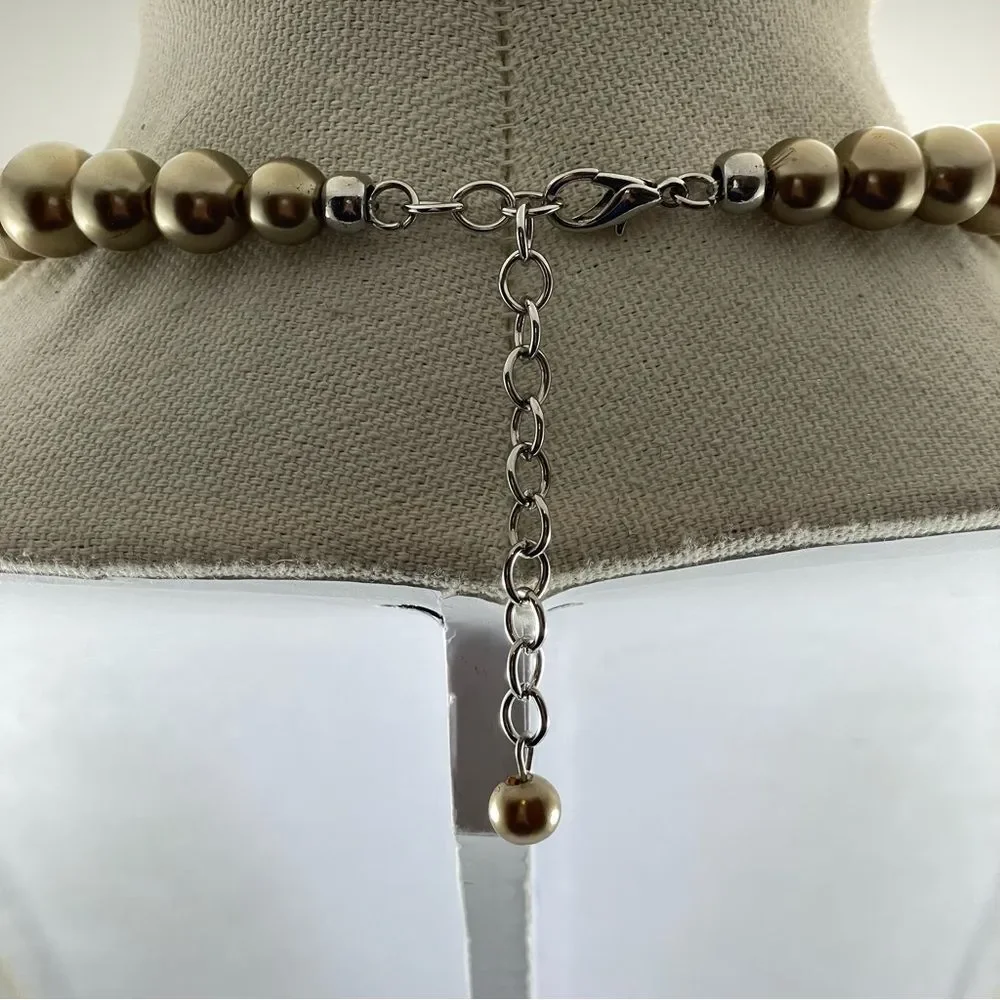 Glass Beaded Necklace Contempo Chic Gold Acrylic Beaded Dark Champagne Statement